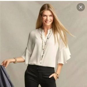 CAbi 5521 Float Blouse Button Front Flutter Sleeves size Small